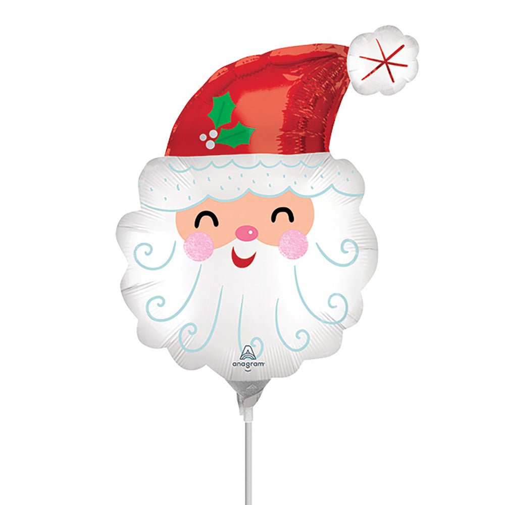Mini Shape Anagram Smiley Satin Santa Head Balloon 43352 - LA Balloons