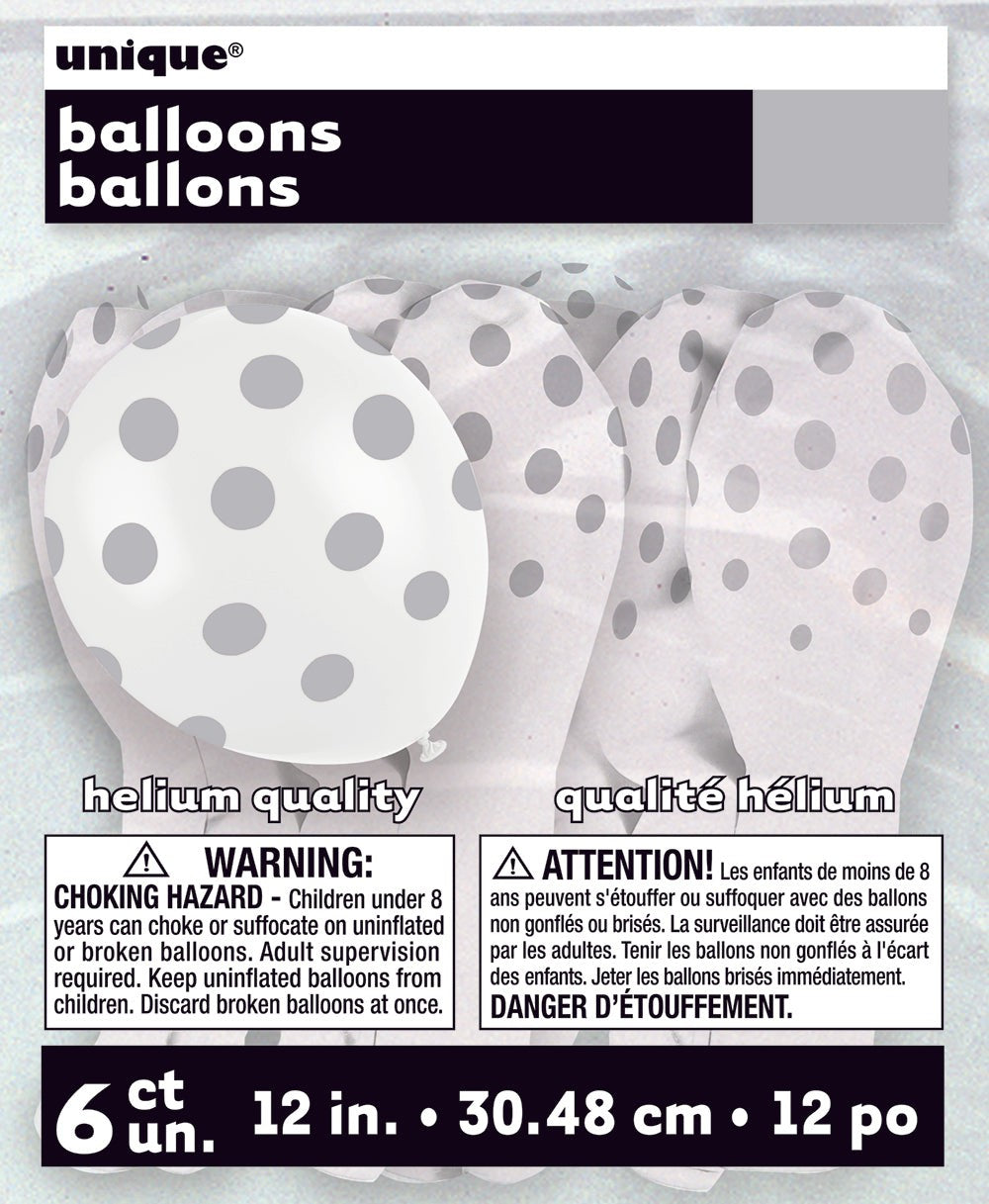 12 Black and White Polka Dot Balloons!