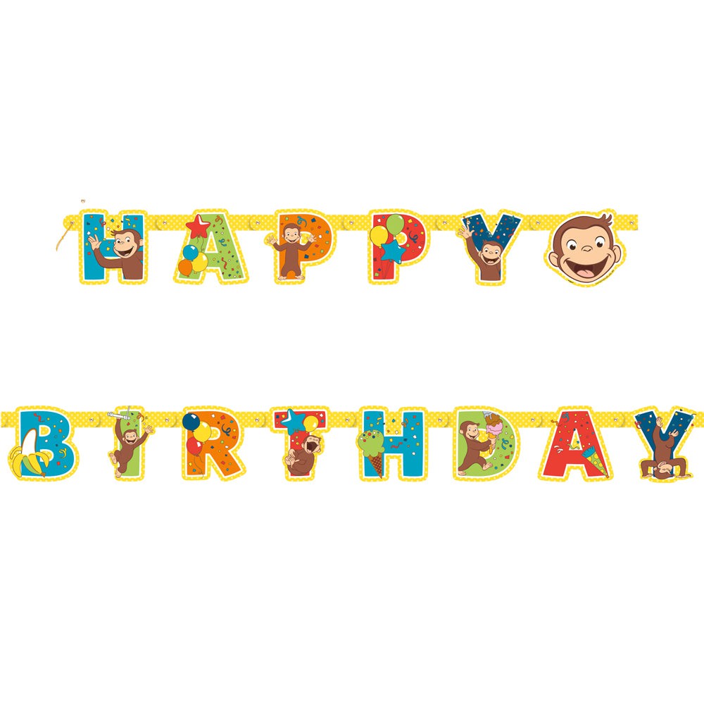 Unique　Banner　Jointed　Birthday　59268　George　Curious　6.5Ft　Happy