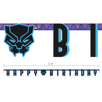 Unique 6  ft BLACK PANTHER HAPPY BIRTHDAY JOINTED BANNER Party Decoration 29698-UN