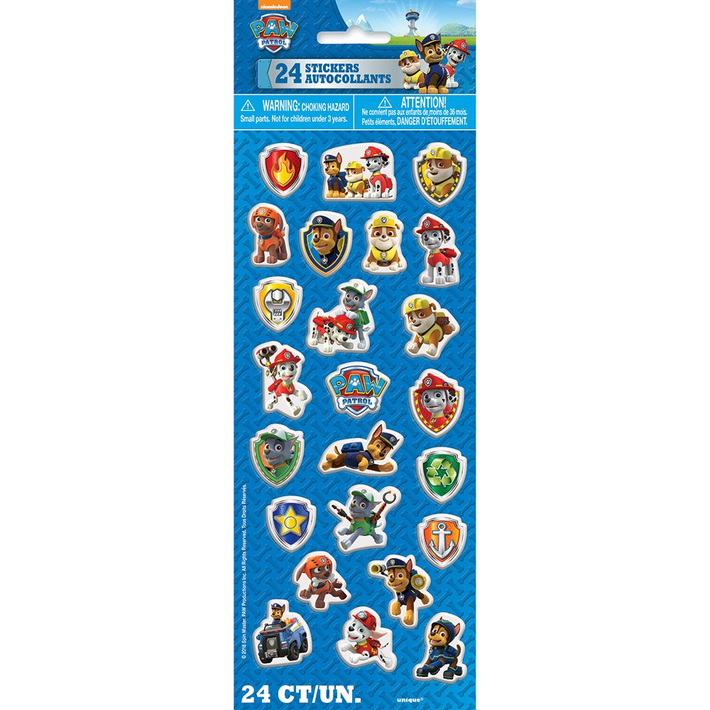 Unique Paw Patrol Puffy Stickers (24 Pk) - 48827