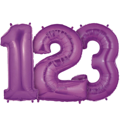 Large Numbers - Purple Foil Mylar Balloons