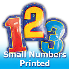 Small Numbers - Printed Foil Mylar Balloons