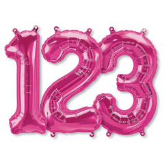 Small Numbers - Magenta Foil Mylar Balloons