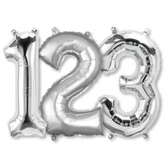 Small Numbers - Silver Foil Mylar Balloons