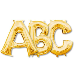 Small Letters - Gold Foil Mylar Balloons