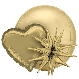 Anagram Shapes White Gold Balloons - LA Balloons