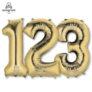 Large Numbers - White Gold Balloons - LA Balloons