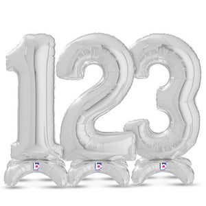 Medium Number Balloons - Silver - LA Balloons