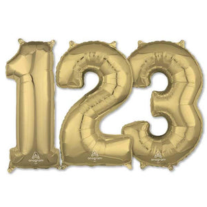 Medium Number Balloons - White Gold - LA Balloons