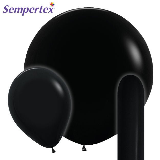6 in Sempertex LINK-O-LOON Deluxe Black Latex Balloons 54614 - LA