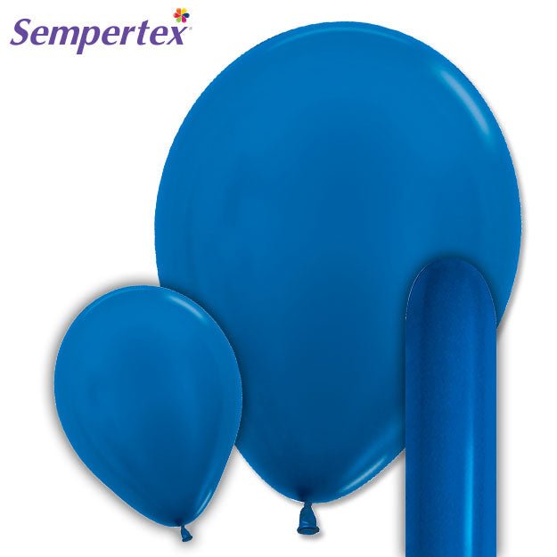 18 inch Sempertex Metallic Blue Latex Balloons - 55086 - LA Balloons
