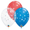 Qualatex 11 inch CONTEMPO STARS - PATRIOTIC ASSORTMENT (6 PK) Latex Balloons 00018-Q-6