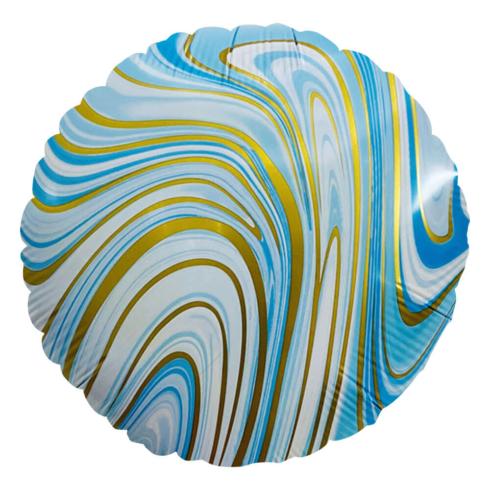 Party Brands 18 inch AGATE ROUND - BLUE & GOLD Foil Balloon 10130-PB-U