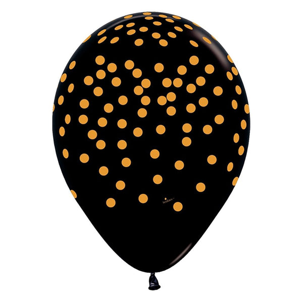 11 inch GOLD CONFETTI - BLACK - LA Balloons