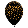 11 inch GOLD CONFETTI - BLACK - LA Balloons