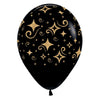 11 inch GOLDEN DIAMONDS - DELUXE BLACK - LA Balloons