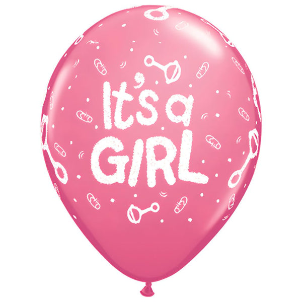 11 inch IT'S A GIRL RATTLE - LA Balloons