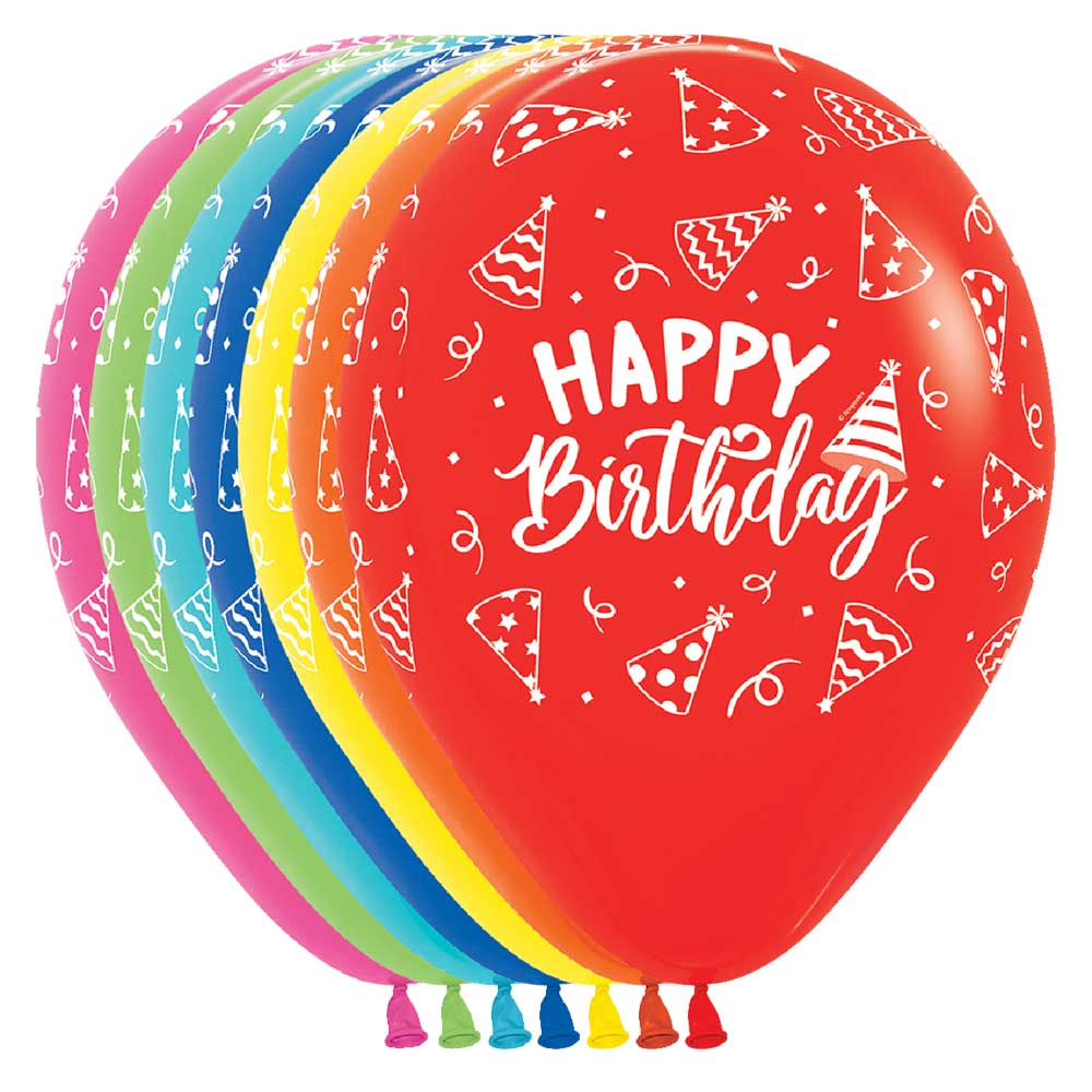 11 inch SEMPERTEX HAPPY BIRTHDAY HATS