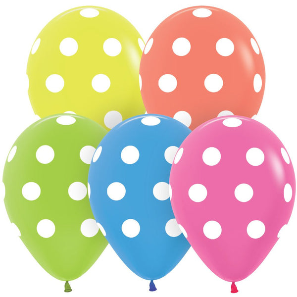 11 inch SEMPERTEX POLKA DOTS - NEON - LA Balloons