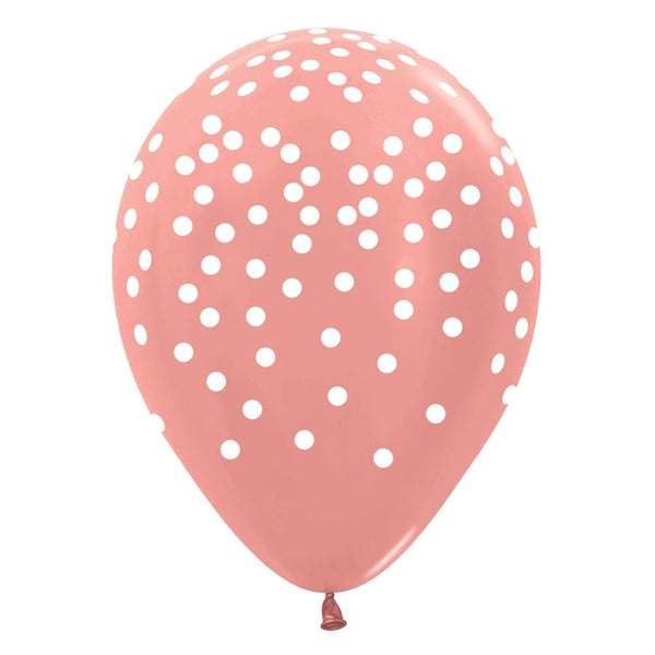 11 inch SEMPERTEX WHITE CONFETTI - METALLIC ROSE GOLD - LA Balloons