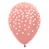 11 inch SEMPERTEX WHITE CONFETTI - METALLIC ROSE GOLD - LA Balloons