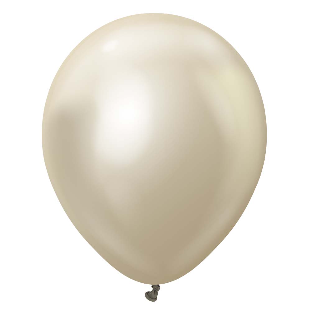 Kalisan 12 inch KALISAN MIRROR WHITE GOLD Latex Balloons 11250112-KL