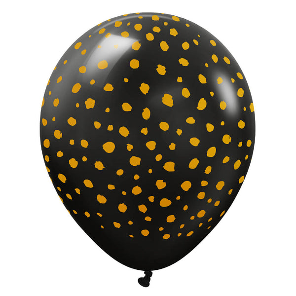 12 inch KALISAN SAFARI CHEETAH - BLACK W/ GOLD INK - LA Balloons