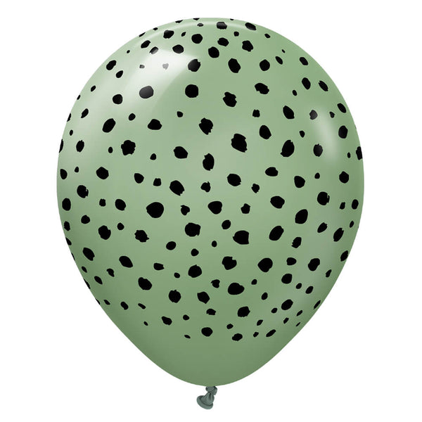 12 inch KALISAN SAFARI CHEETAH - EUCALYPTUS W/ BLACK INK - LA Balloons