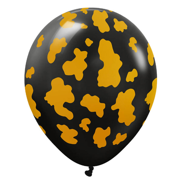 12 inch KALISAN SAFARI COW - BLACK W/ GOLD INK - LA Balloons