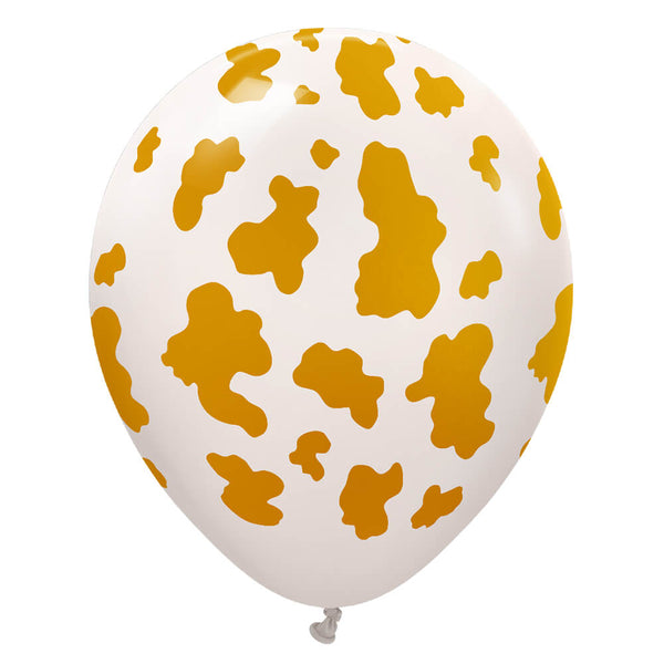 12 inch KALISAN SAFARI COW - WHITE SAND W/ GOLD INK - LA Balloons