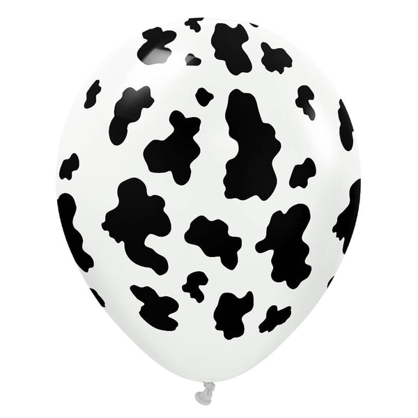 12 inch KALISAN SAFARI COW - WHITE W/ BLACK INK - LA Balloons