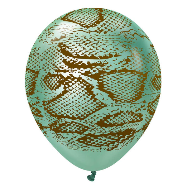 12 inch KALISAN SAFARI SNAKE - MIRROR GREEN W/ BLACK INK - LA Balloons