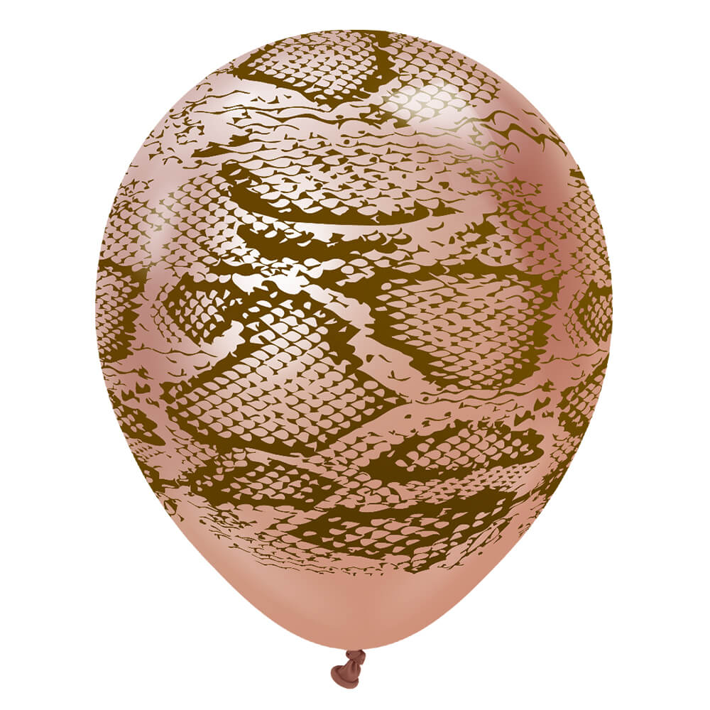 12 inch KALISAN SAFARI SNAKE - MIRROR ROSE GOLD W/ DARK BROWN INK