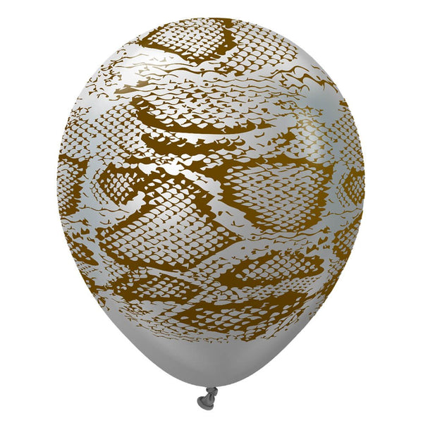 12 inch KALISAN SAFARI SNAKE - MIRROR SILVER W/ DARK BROWN INK - LA Balloons