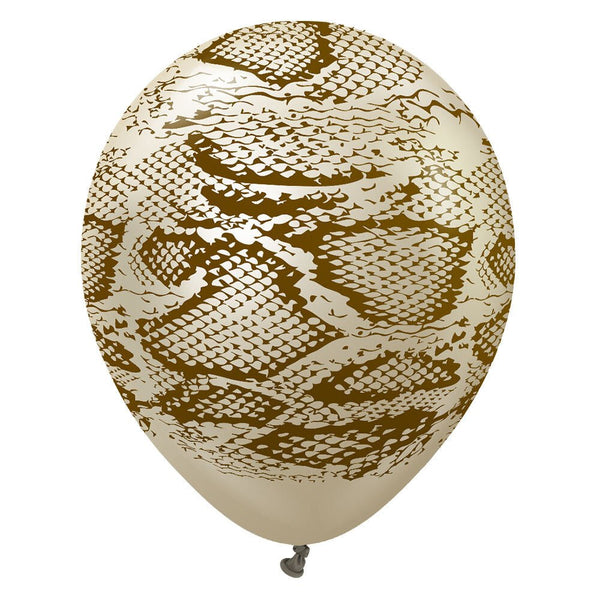 12 inch KALISAN SAFARI SNAKE - MIRROR WHITE GOLD W/ DARK BROWN INK - LA Balloons