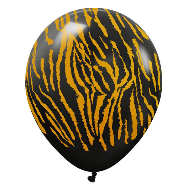 12 inch KALISAN SAFARI TIGER - BLACK W/ GOLD INK - LA Balloons