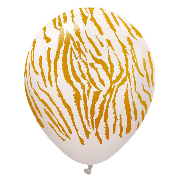 12 inch KALISAN SAFARI TIGER - WHITE SAND W/ GOLD INK - LA Balloons