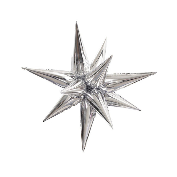 12 POINT JUMBO STAR - BURST - SILVER (AIR - FILL ONLY) - LA Balloons