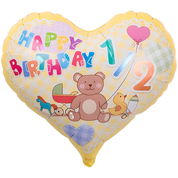 14 inch JELLY HEART - HALF BIRTHDAY TOY BOX YELLOW - LA Balloons
