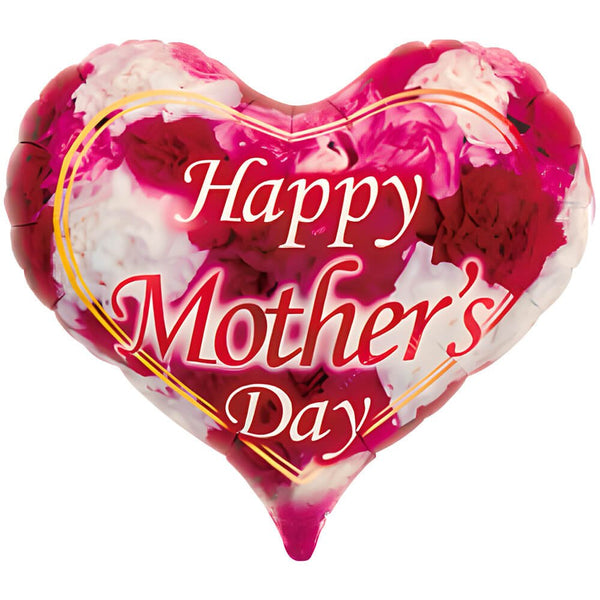 14 inch JELLY HEART - MOTHER'S DAY CARNATION RED & WHITE - LA Balloons