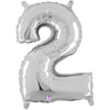 14 inch NUMBER 2 - SILVER MEGALOON - LA Balloons