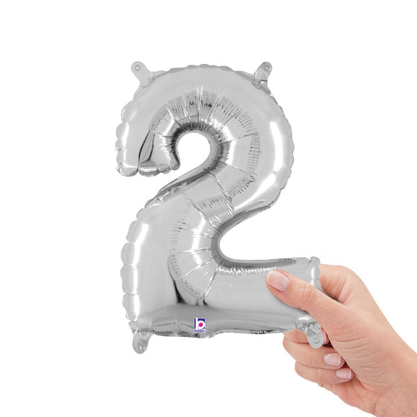 14 inch NUMBER 2 - SILVER MEGALOON - LA Balloons