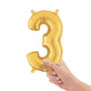 14 inch NUMBER 3 - GOLD MEGALOON - LA Balloons