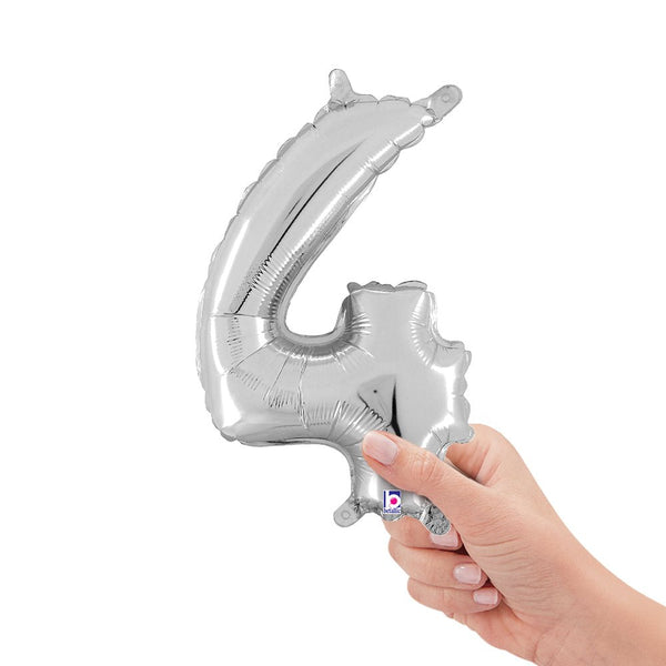 14 inch NUMBER 4 - SILVER MEGALOON - LA Balloons