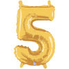 14 inch NUMBER 5 - GOLD MEGALOON - LA Balloons