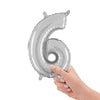14 inch NUMBER 6 - SILVER MEGALOON - LA Balloons
