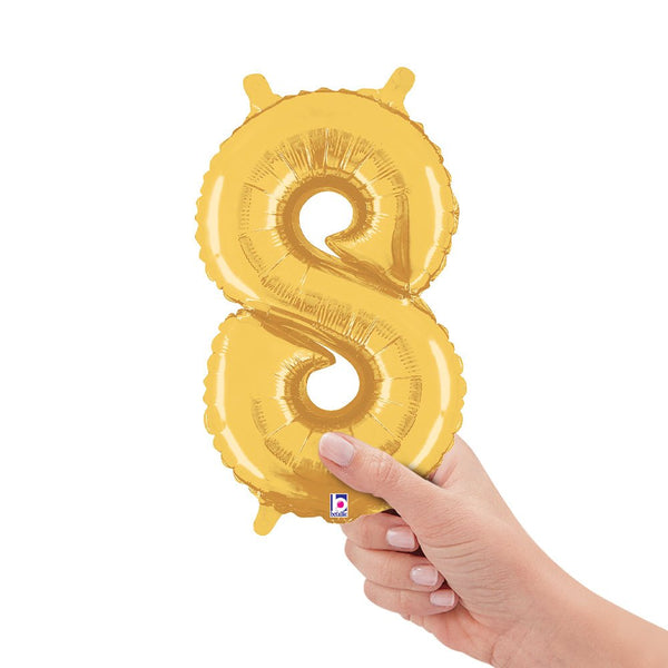14 inch NUMBER 8 - GOLD MEGALOON - LA Balloons