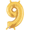 14 inch NUMBER 9 - GOLD MEGALOON - LA Balloons