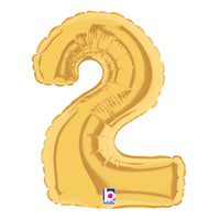 Betallic 7 inch NUMBER 2 - GOLD MEGALOON Foil Balloon 14842G-B-U